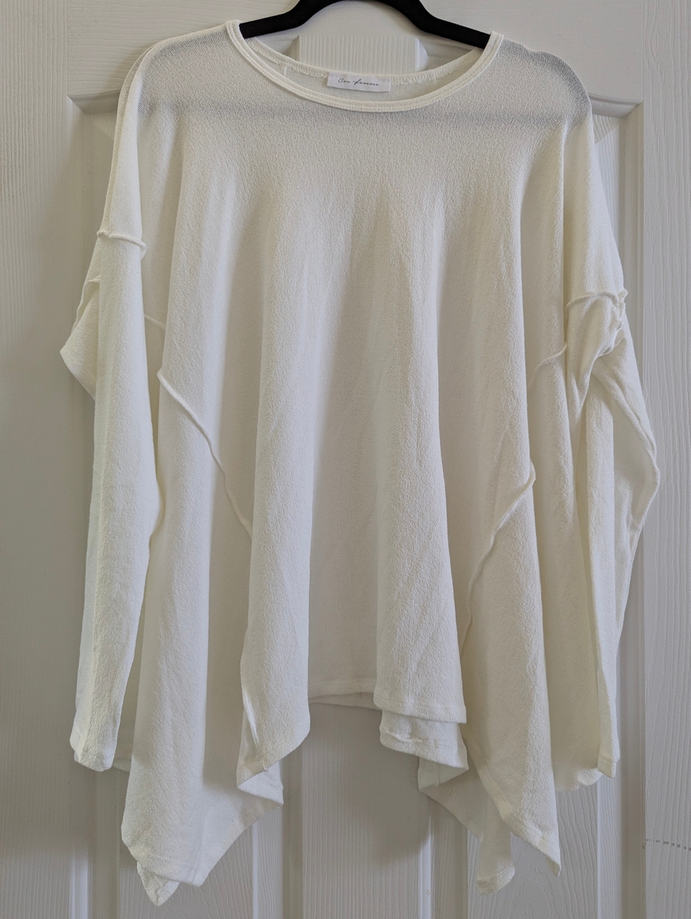 Ces Femme Cream Asymmetrical Tunic Top